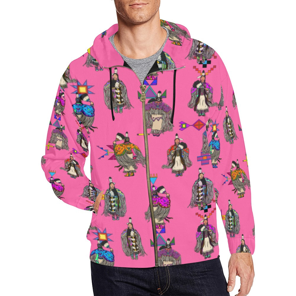 Women's Tradish Dancers Pink Men's Zipper Hoodie