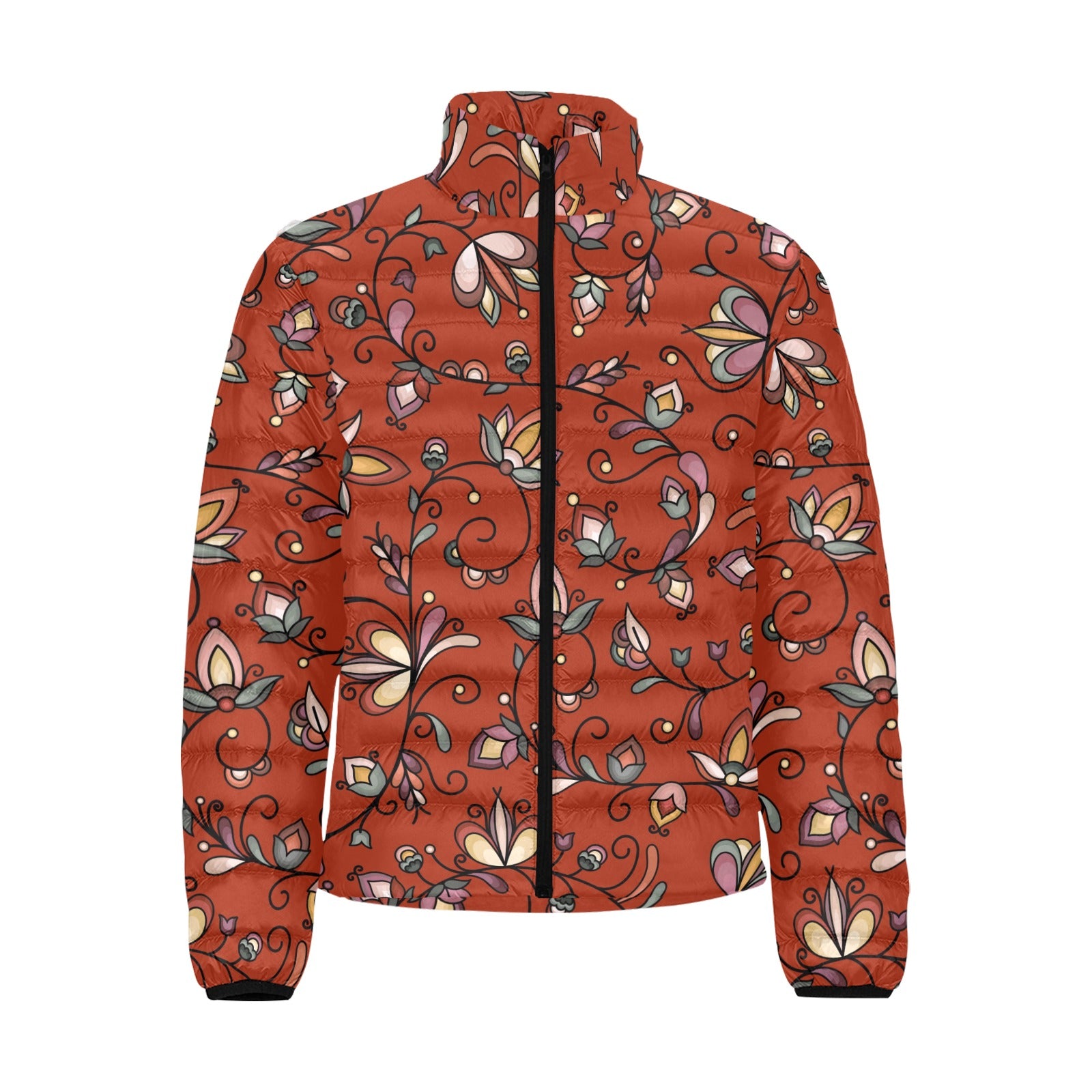 Burnt Sky Petals Red Men's Padded Jacket