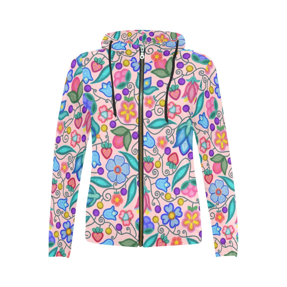 Sweet Offering Pink Full Zip Hoodie for Women
