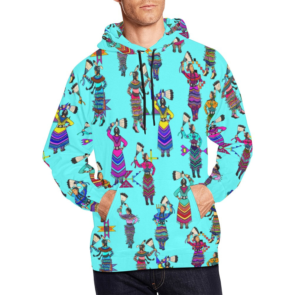 Women's Jingle Dancers Turquoise Hoodie for Men (USA Size)