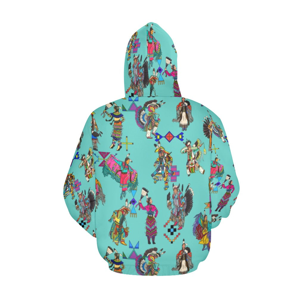 Grand Entry Dancers Eggshell Blue Hoodie for Men (USA Size)
