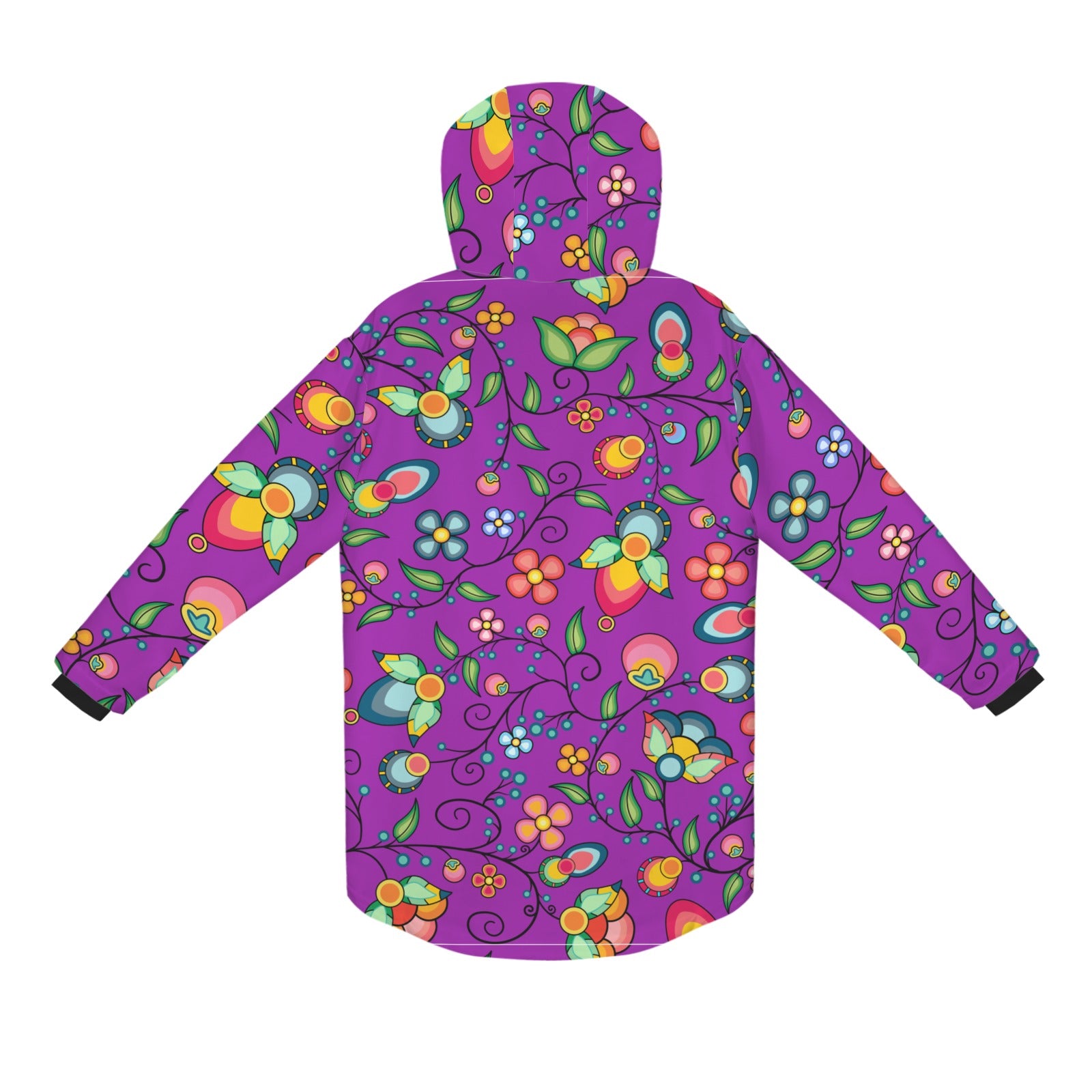 Floral Bounty Purple Unisex Sherpa Lined Hooded Coat