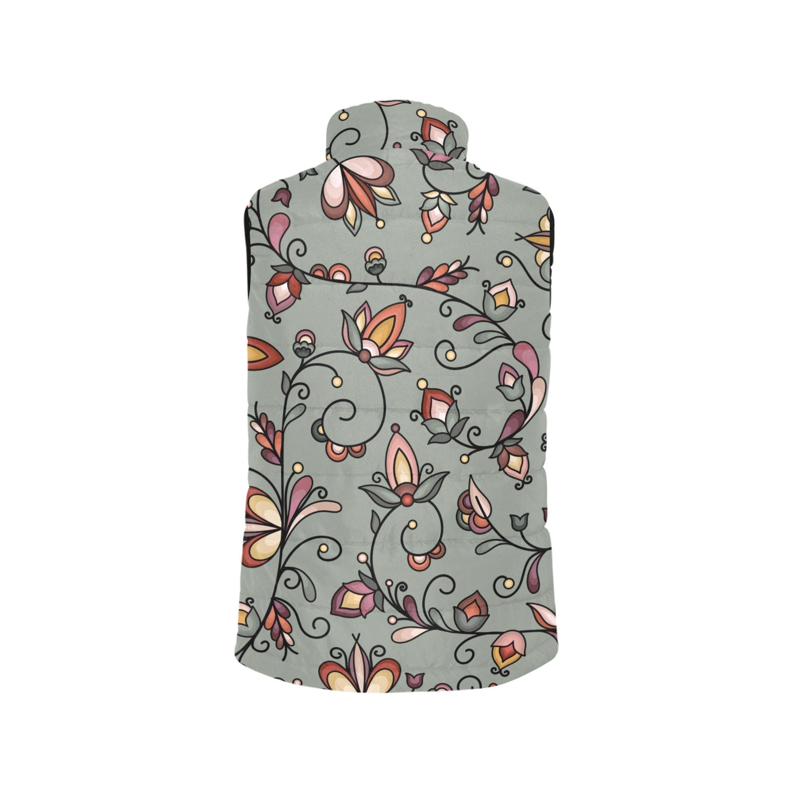 Burnt Sky Petals Green Women's Padded Vest Jacket
