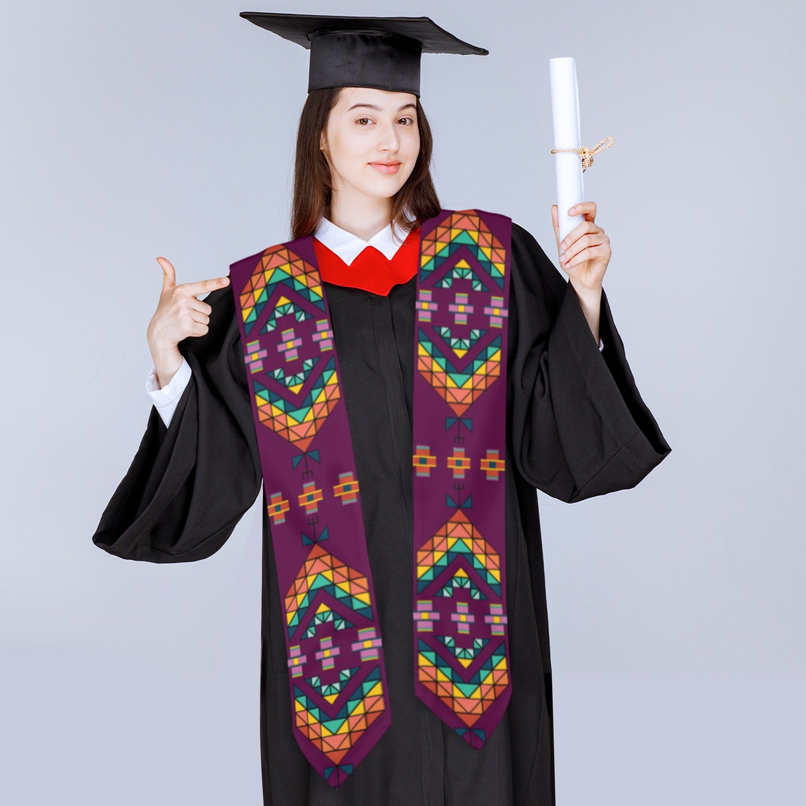 Travois Tipi Berry Graduation Stole