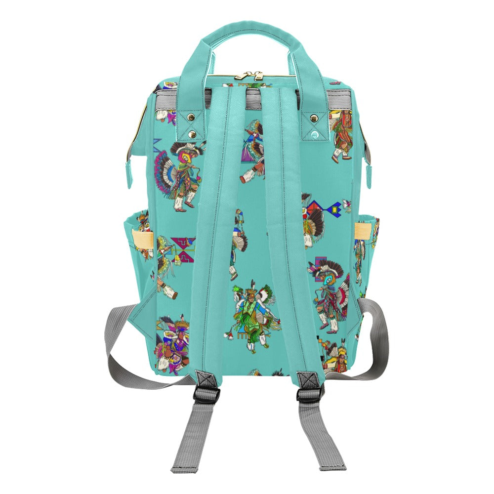 Men's Fancy Dancers Eggshell Blue Multi-Function Diaper Backpack/Diaper Bag