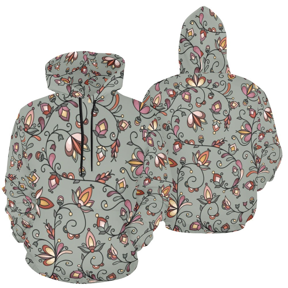 Burnt Sky Petals Green Hoodie for Men (USA Size)
