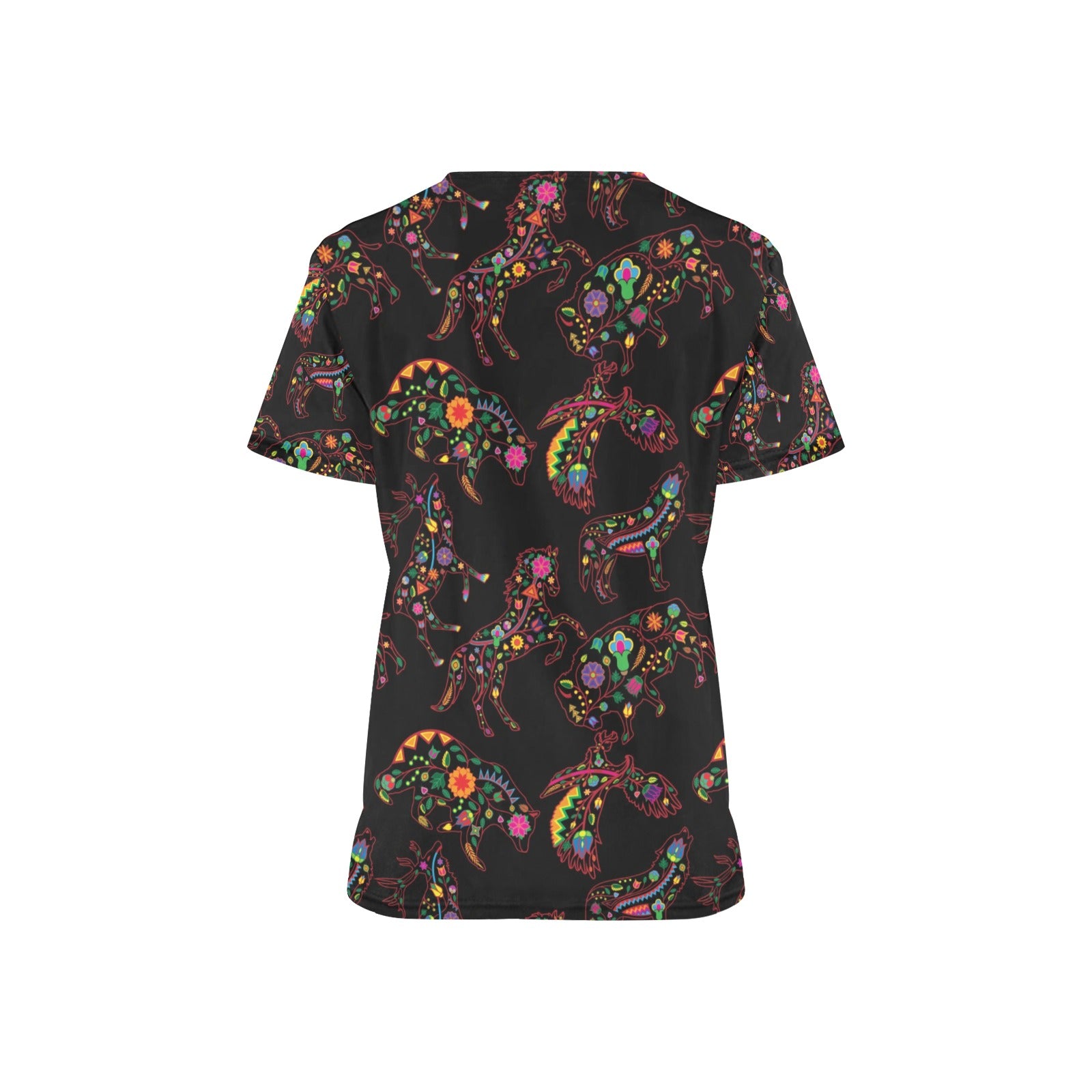 Neon Floral Animals Scrub Top