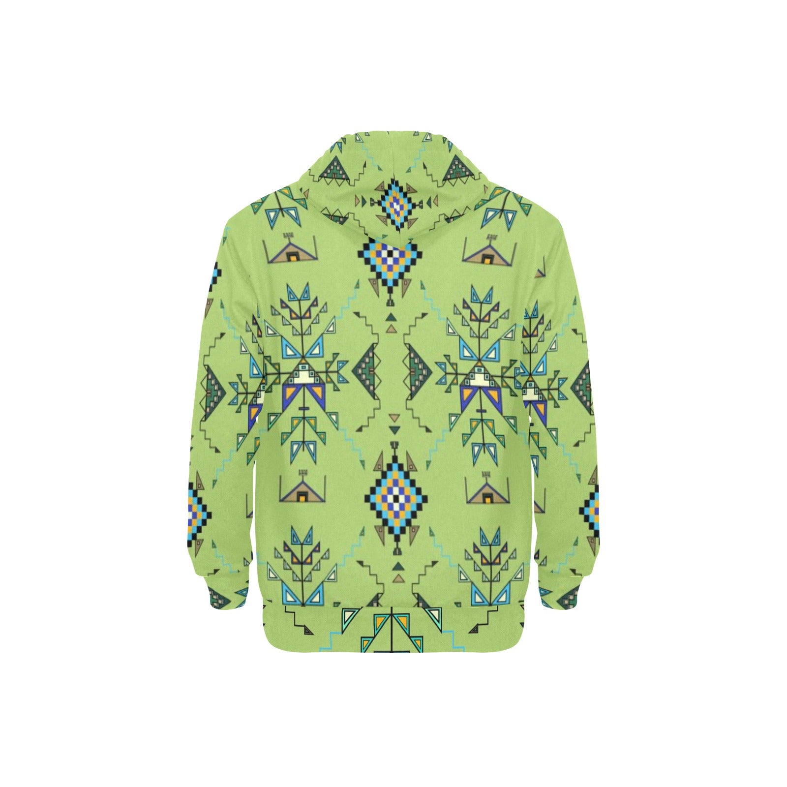 Bear Shield Green Men's Long Sleeve Fleece Hoodie