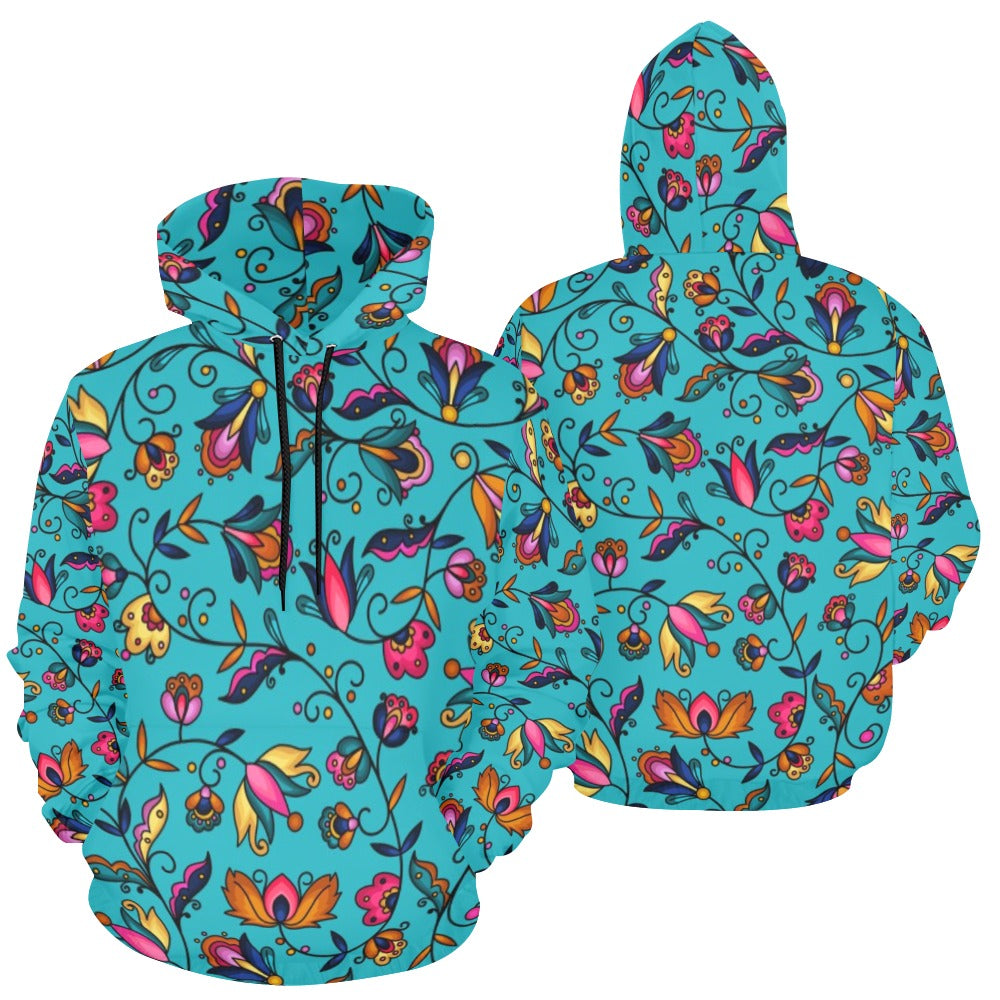 Copper Prairie Petals Turquoise Hoodie for Women (USA Size)
