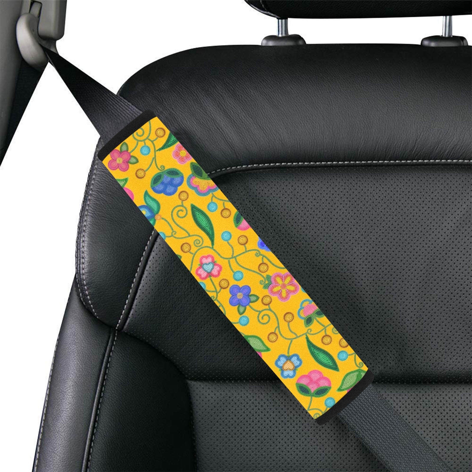 Skyberry Serenade Yellow Car Seat Belt Cover 7''x12.6'' (Pack of 2)