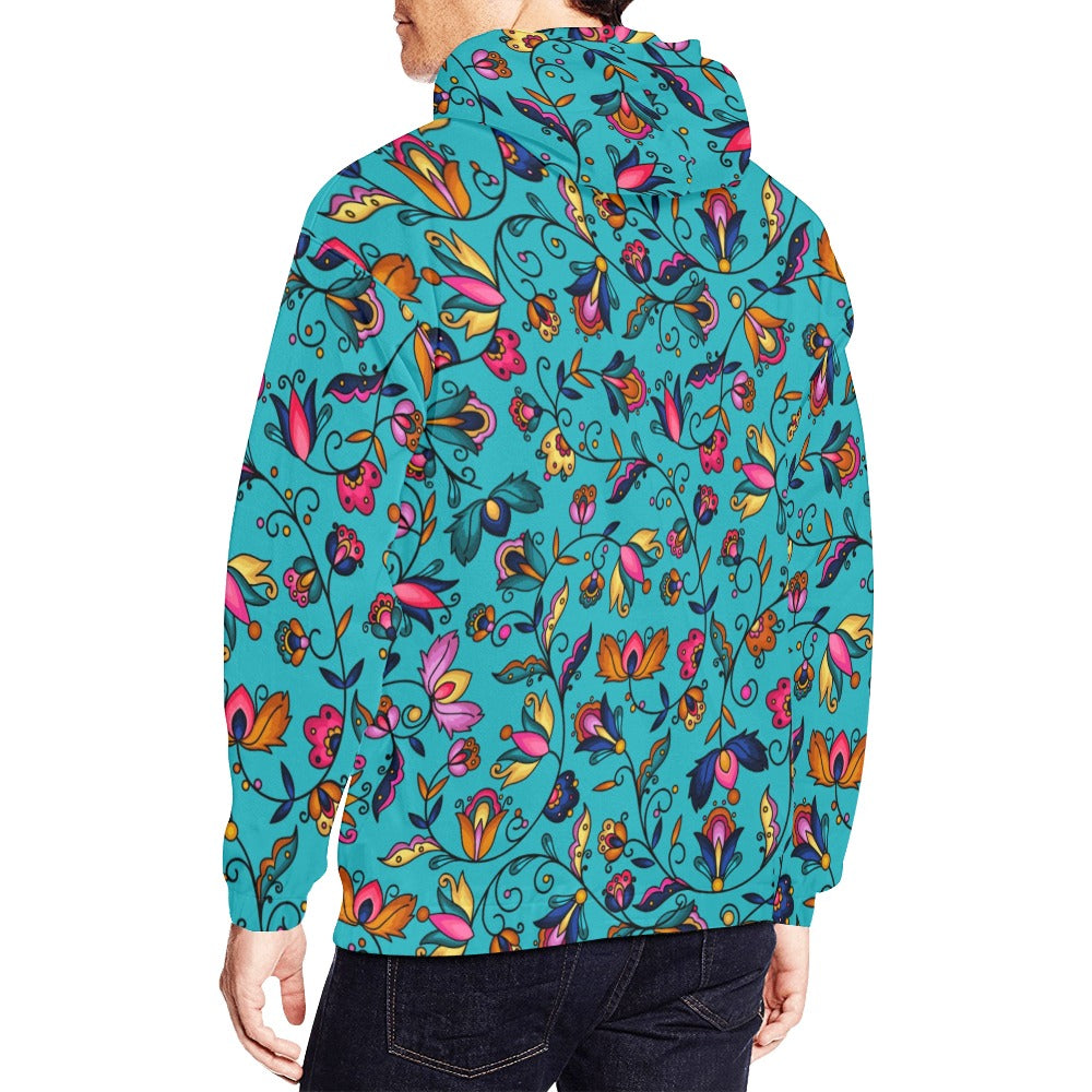Copper Prairie Petals Turquoise Hoodie for Men (USA Size)
