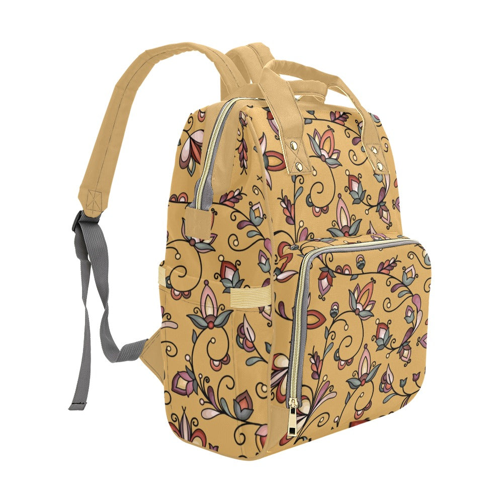 Burnt Sky Petals Gold Multi-Function Diaper Backpack/Diaper Bag