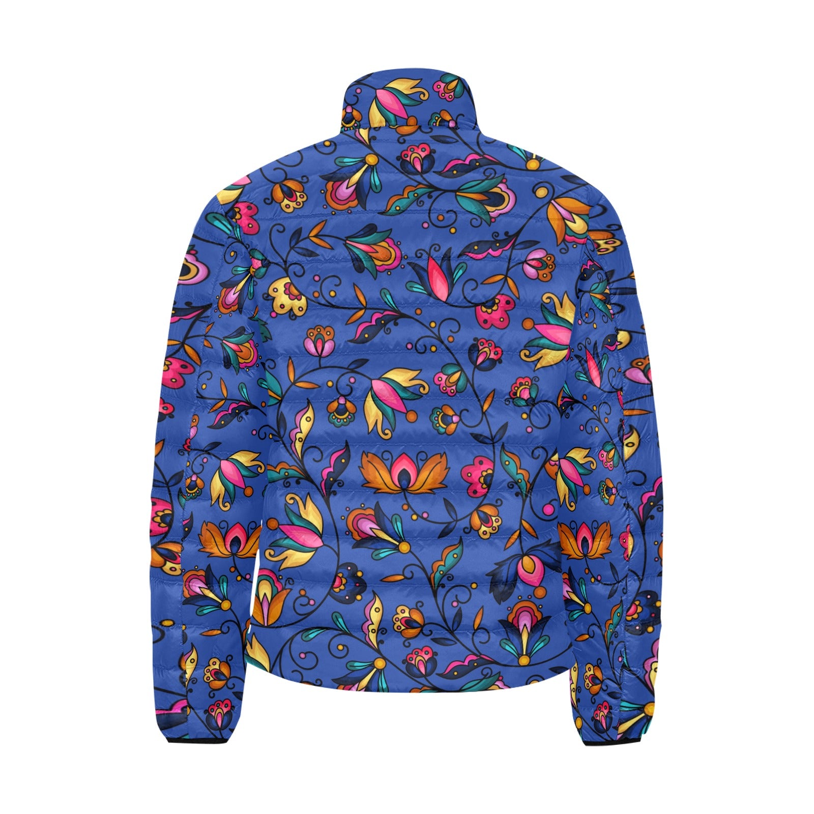 Copper Prairie Petals Blue Men's Padded Jacket
