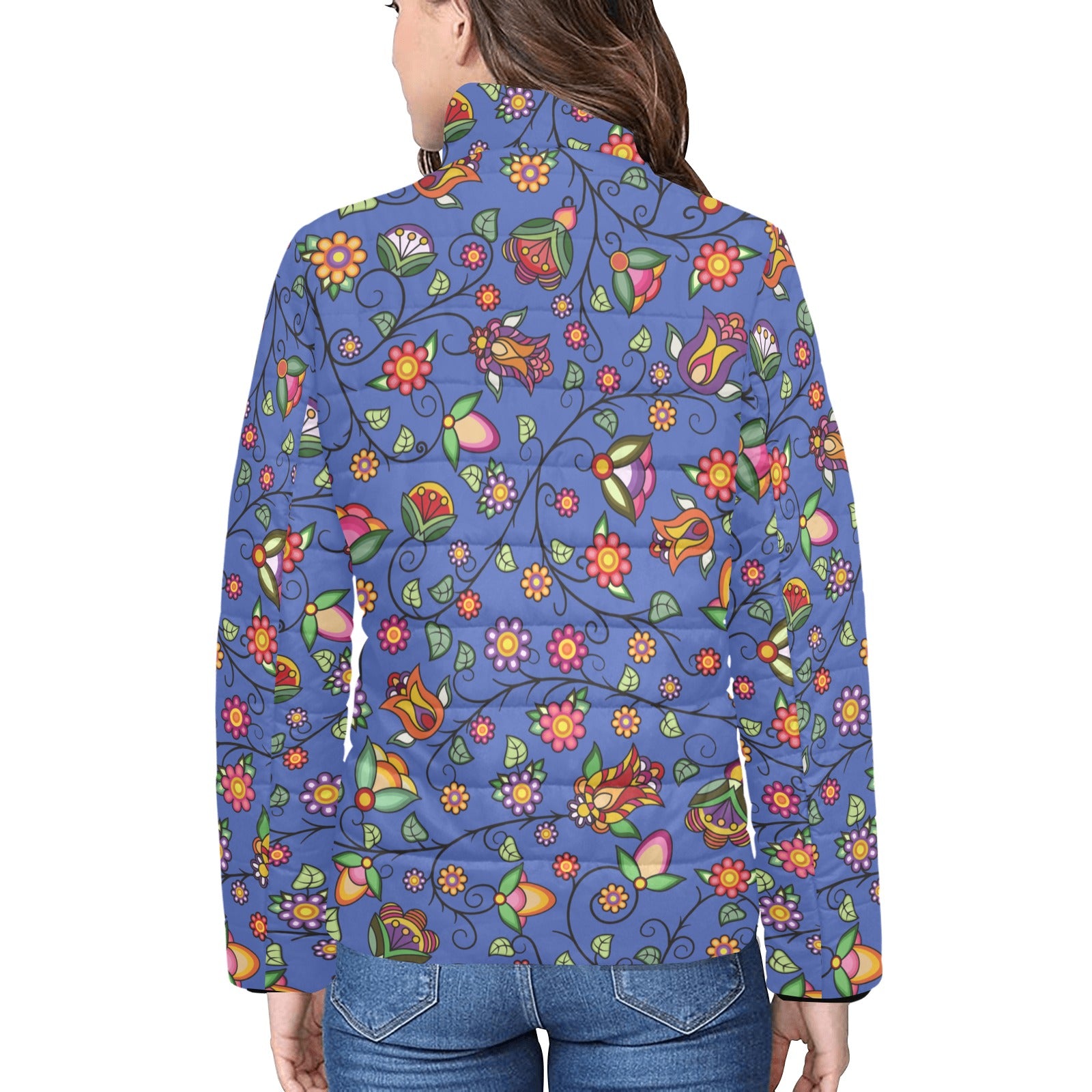 Heartbeat Petals Blue Women's Padded Jacket