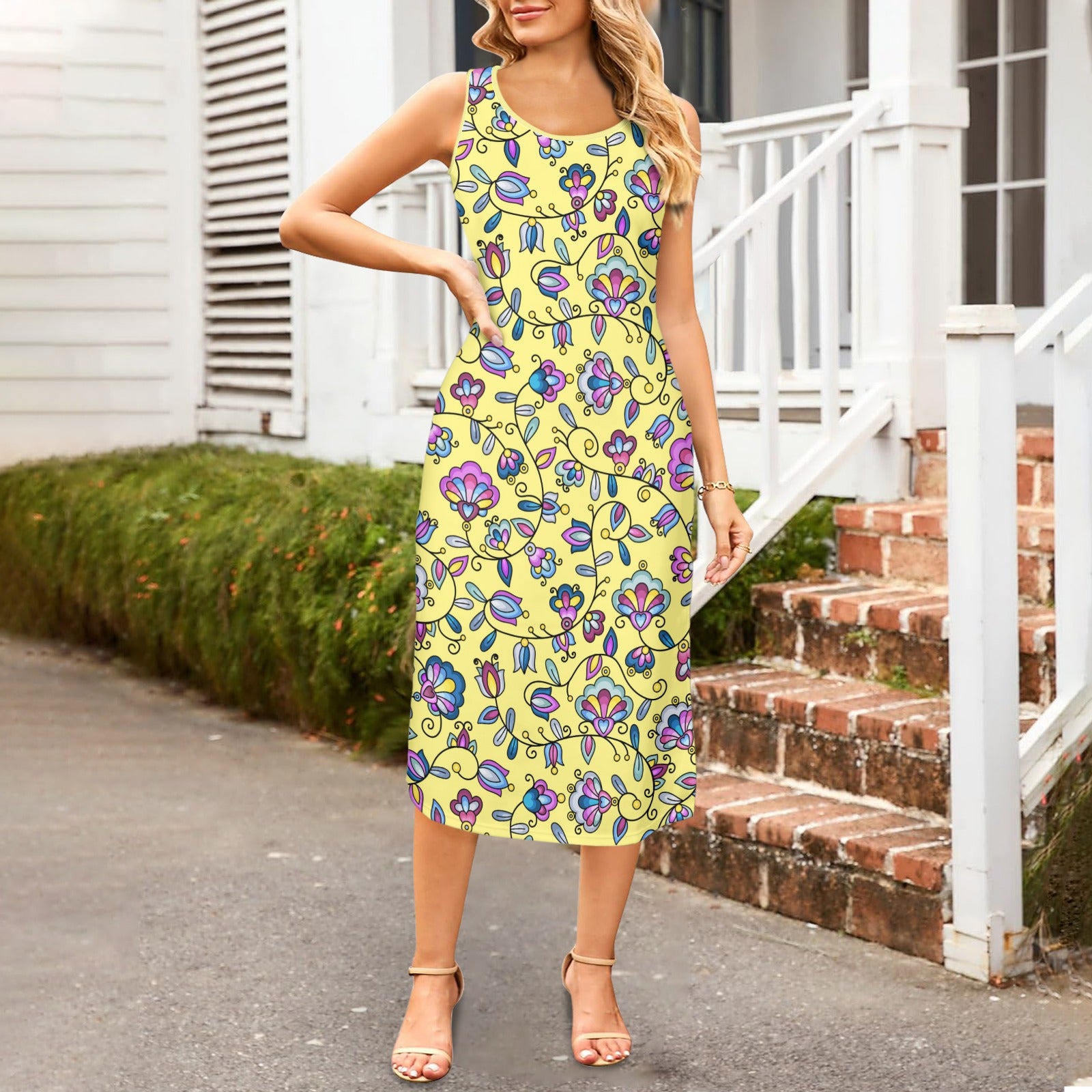 Autumn Bundle Blessing Yellow Phaedra Sleeveless Open Fork Long Dress