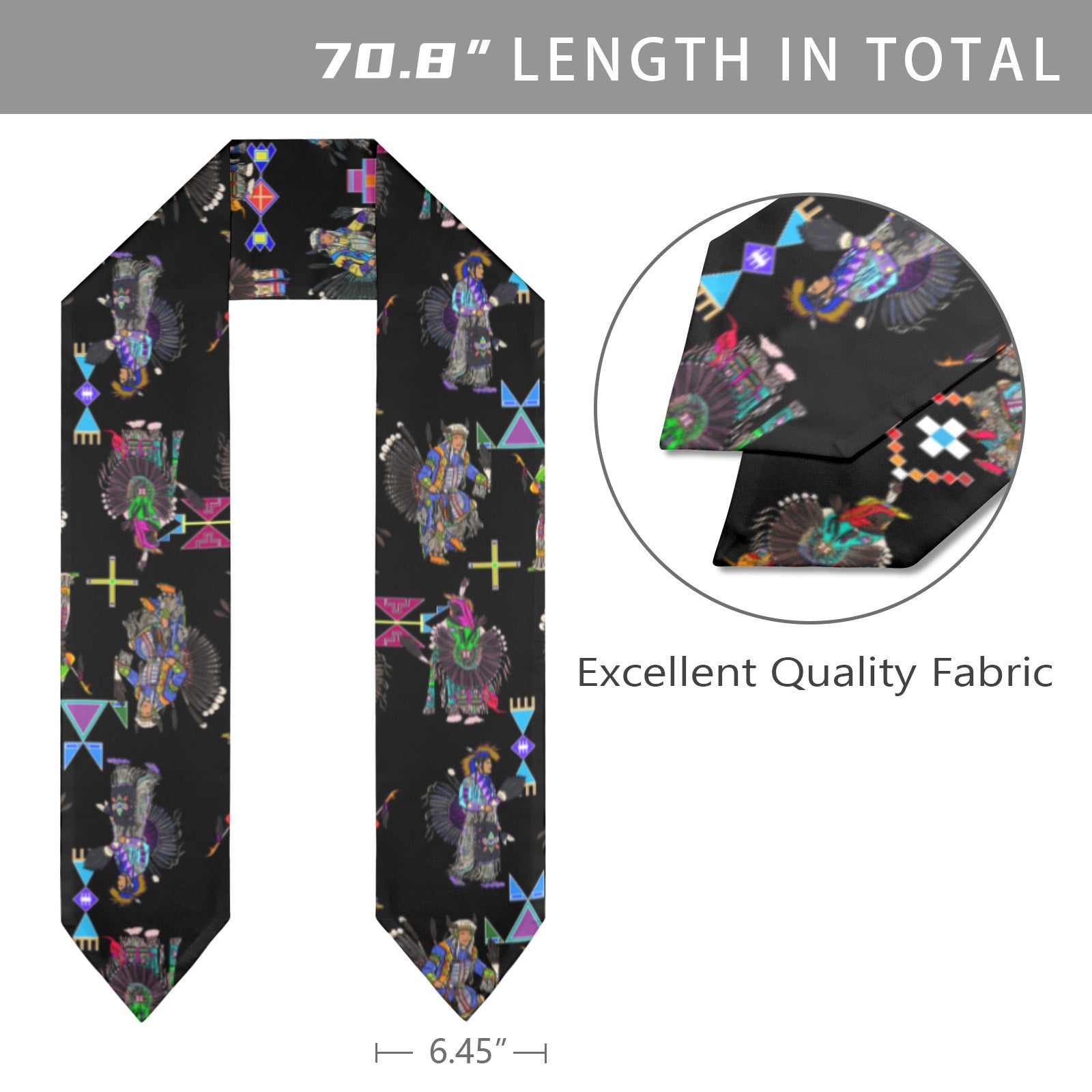 Men's Tradish Dancers Black Graduation Stole