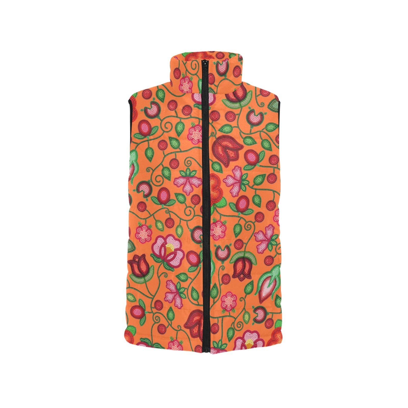 Rose Reverie Orange Women's Padded Vest Jacket