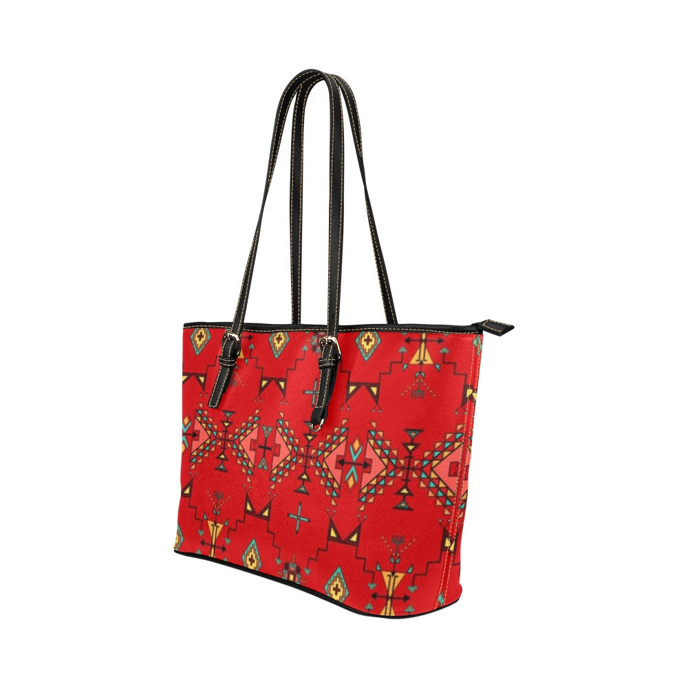 Thunder Flight  Red Leather Tote Bag/Large