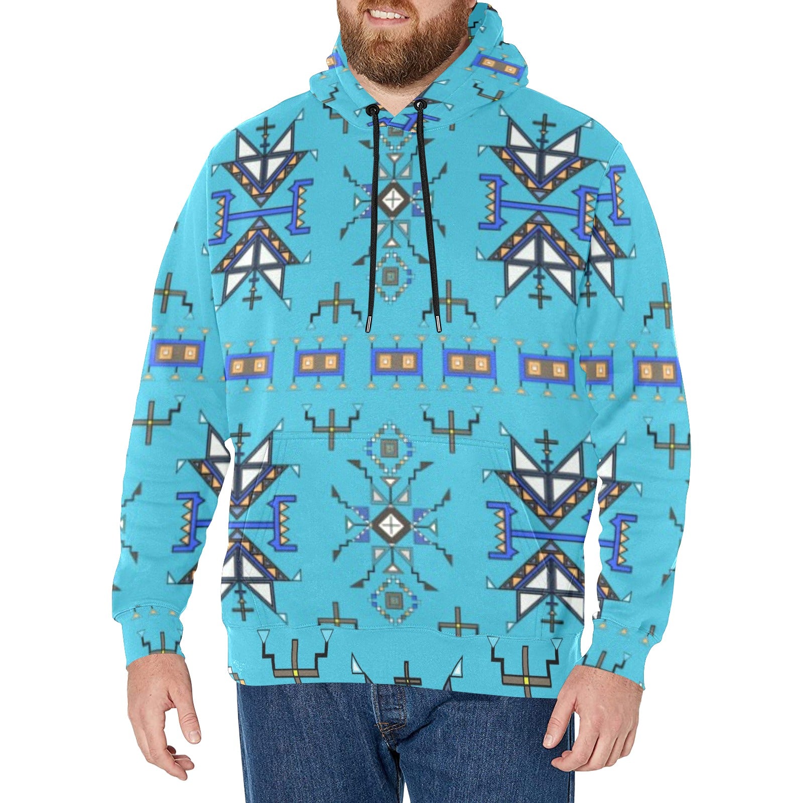 Eagle Strike Blue Men's Long Sleeve Fleece Hoodie