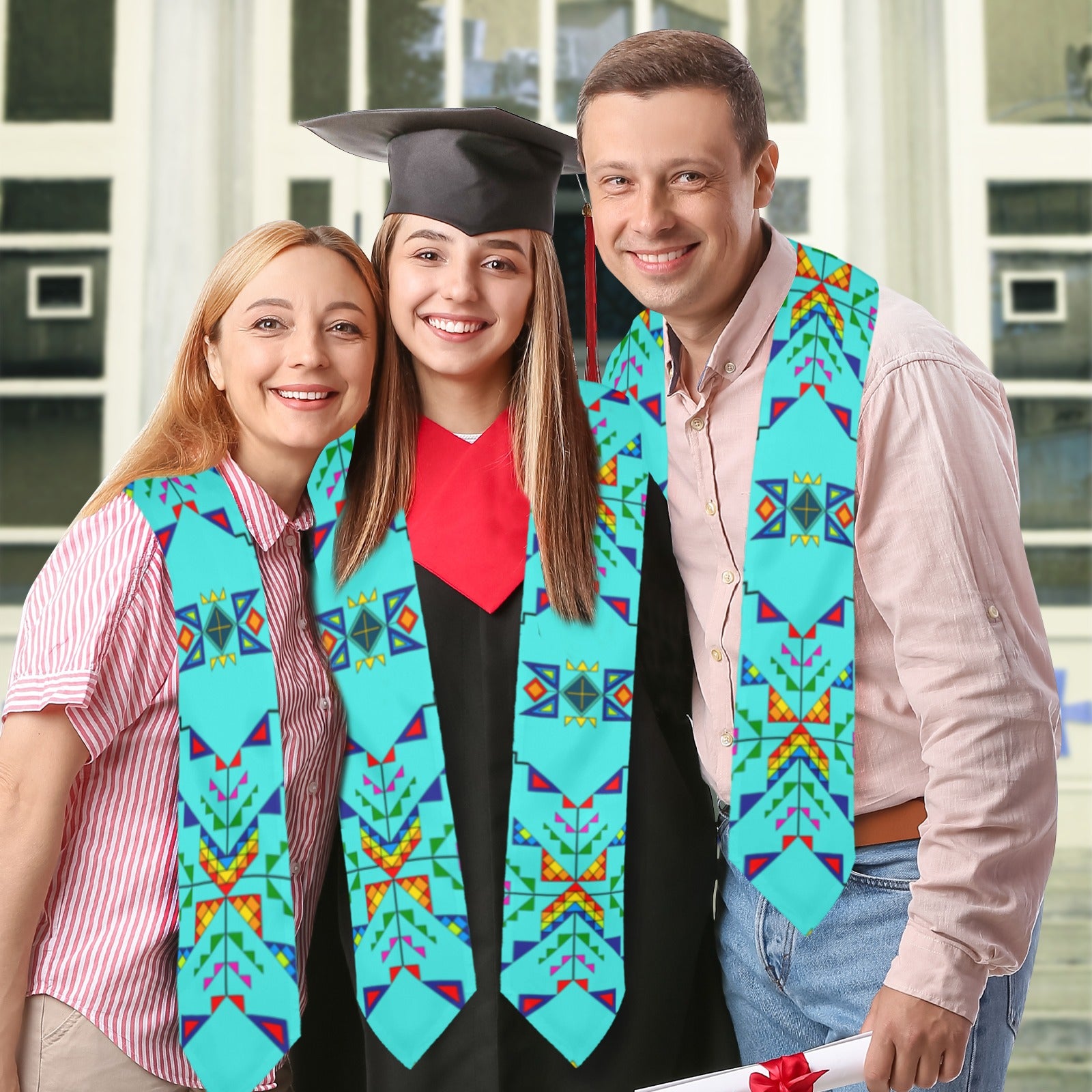 Buffalo Jump Turquoise Graduation Stole
