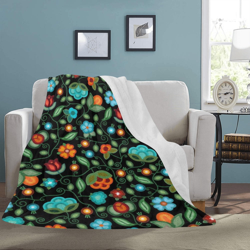 Prairie Fire Petals Black Ultra-Soft Micro Fleece Blanket 60"x80"