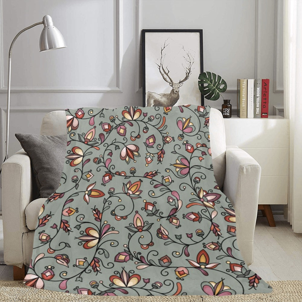 Burnt Sky Petals Green Ultra-Soft Micro Fleece Blanket 60"x80"