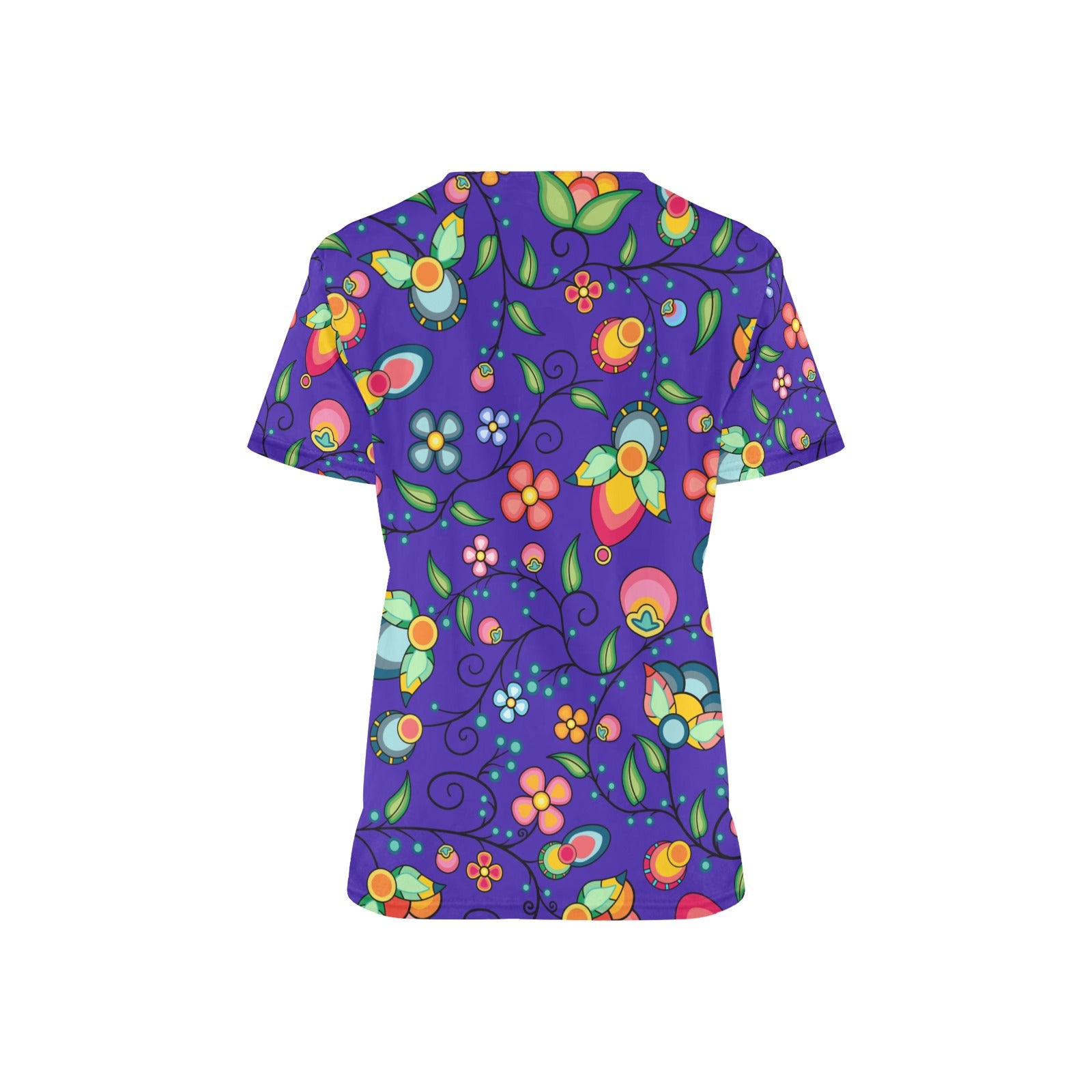 Floral Bounty Blue Scrub Top