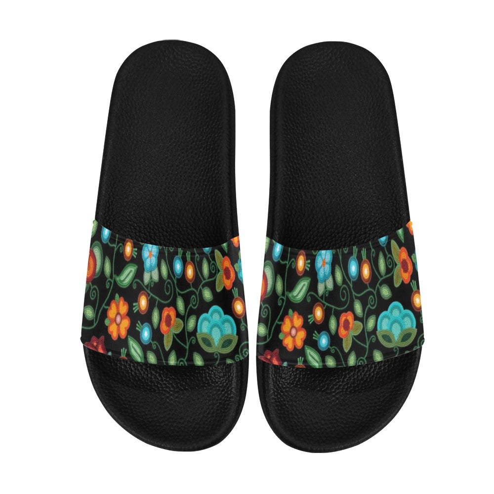 Prairie Fire Petals Black Men's Slide Sandals