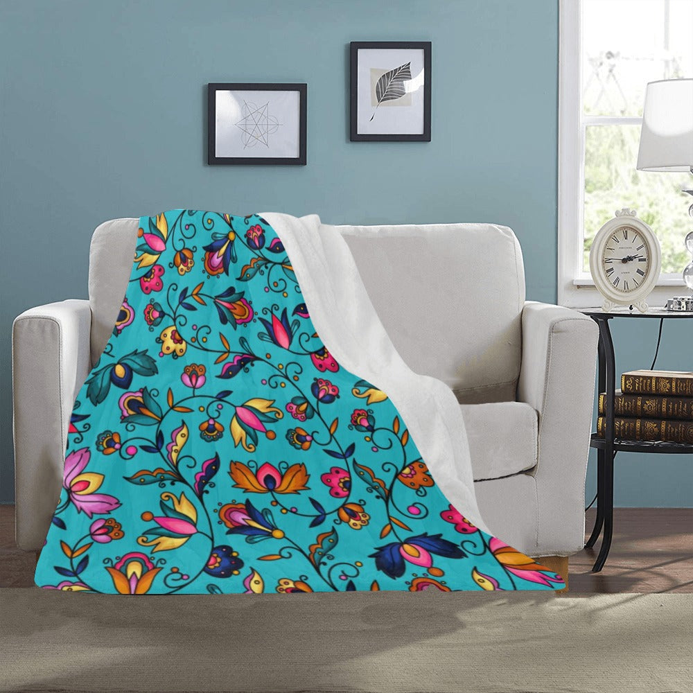 Copper Prairie Petals Turquoise Ultra-Soft Micro Fleece Blanket 40"x50"