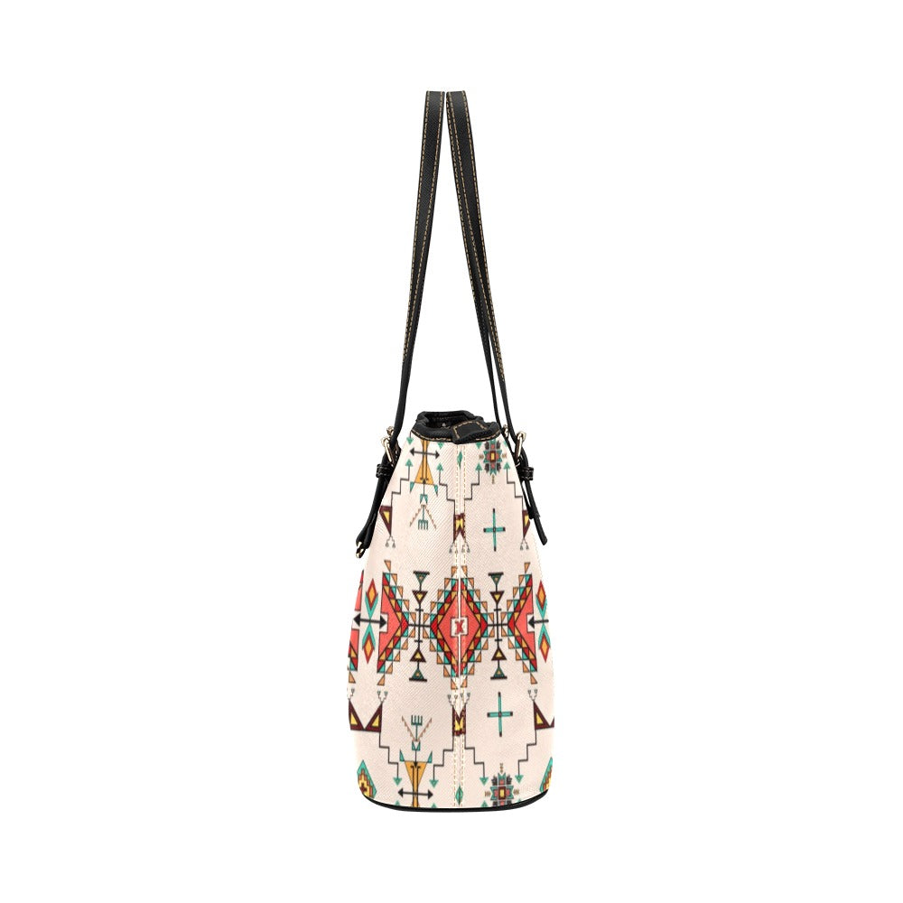 Thunder Flight Cream Leather Tote Bag/Large