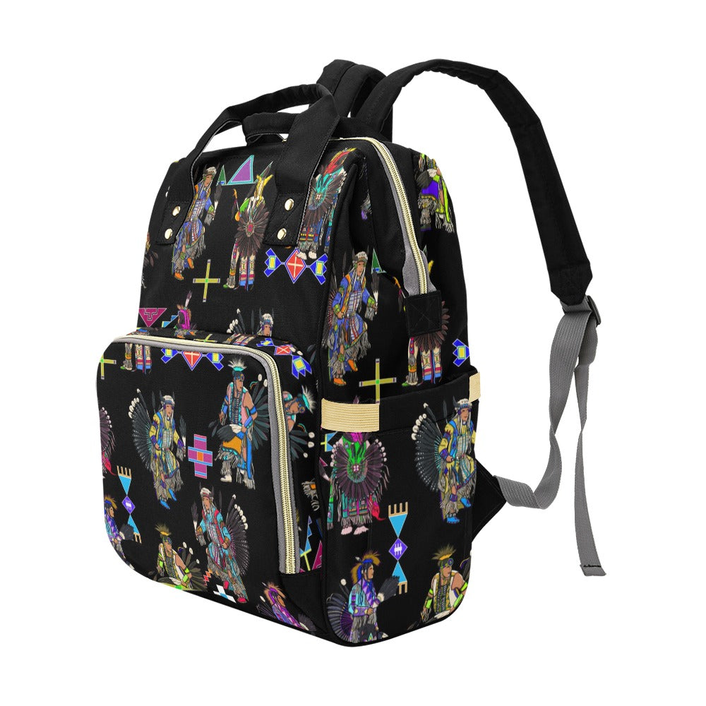 Men's Tradish Dancers Black Multi-Function Diaper Backpack/Diaper Bag