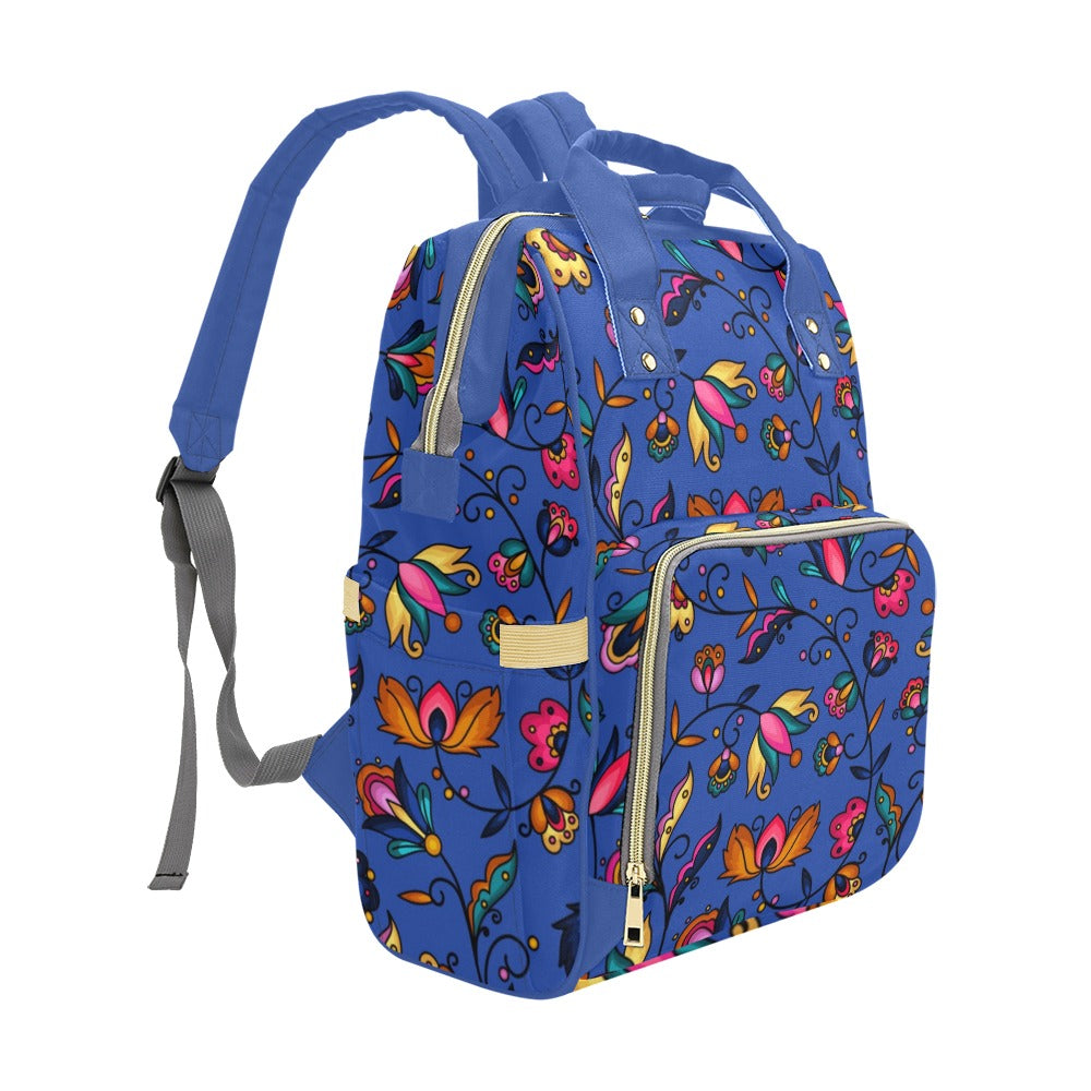 Copper Prairie Petals Blue Multi-Function Diaper Backpack/Diaper Bag
