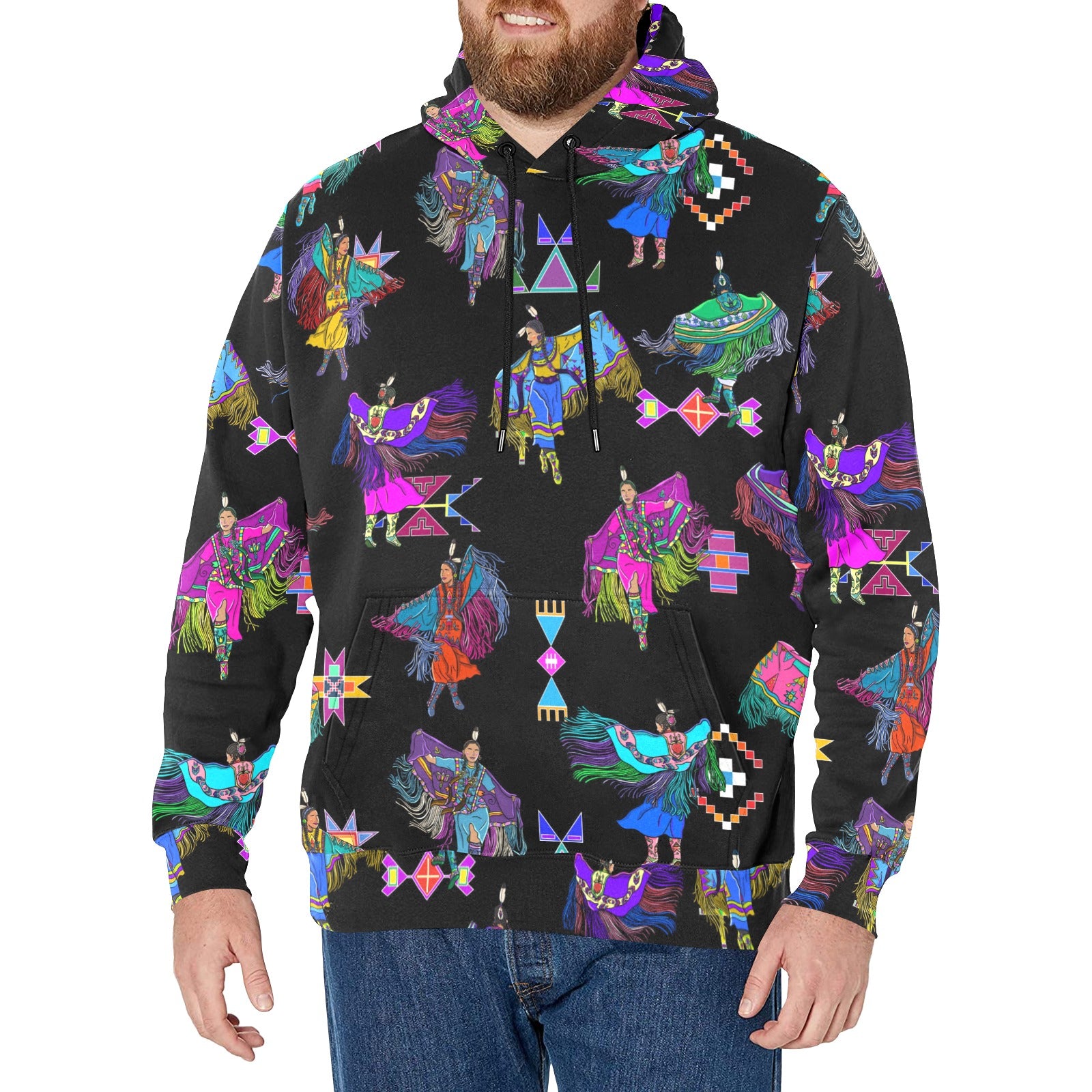 Women's Fancy Dancers Black Men's Long Sleeve Fleece Hoodie