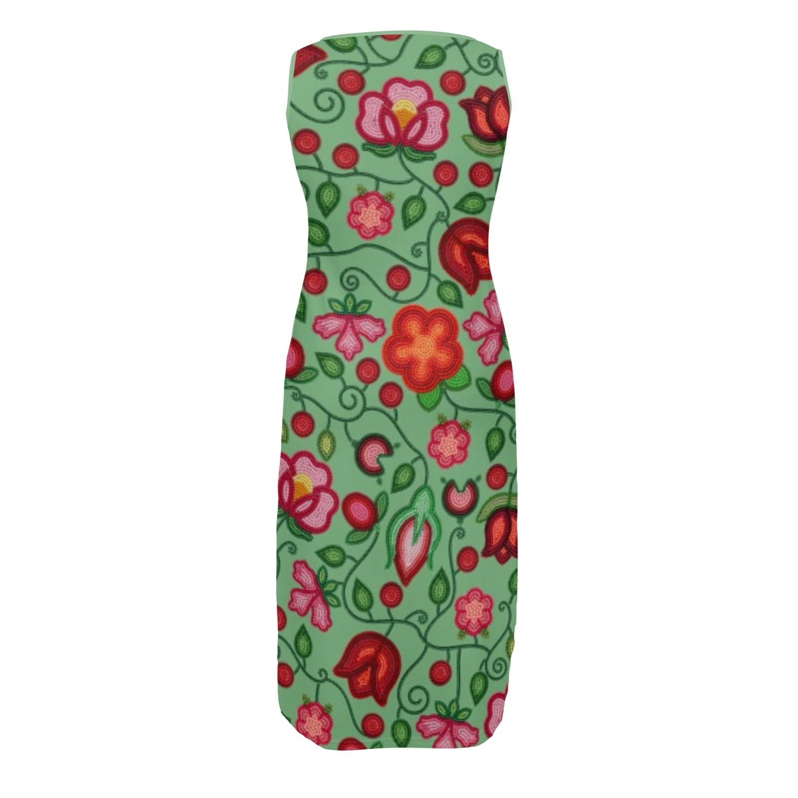 Rose Reverie Green Phaedra Sleeveless Open Fork Long Dress