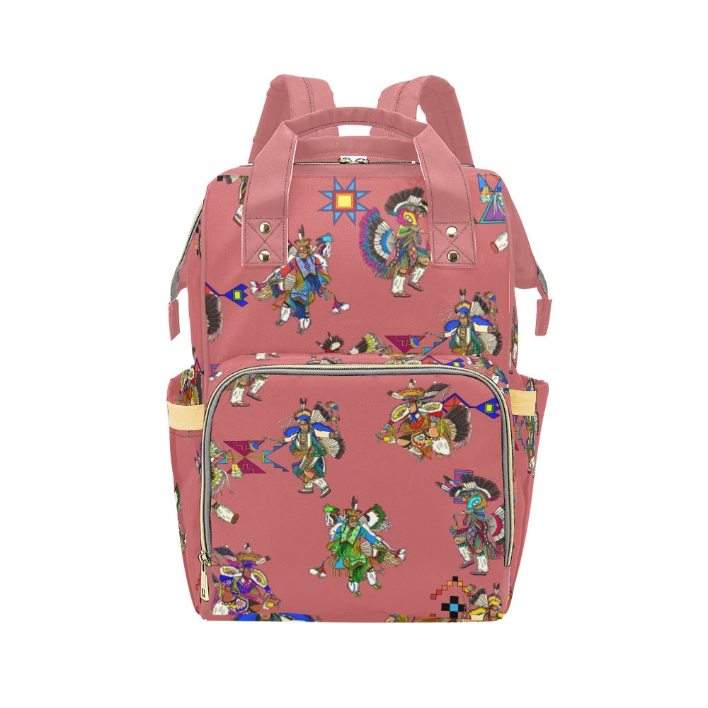 Men's Fancy Dancers Terra Cotta Multi-Function Diaper Backpack/Diaper Bag