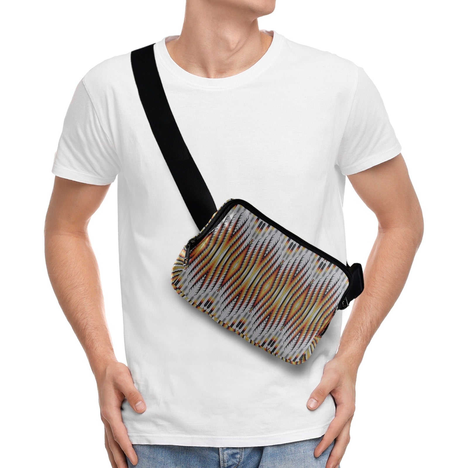 Fire Feather White Belt Bag