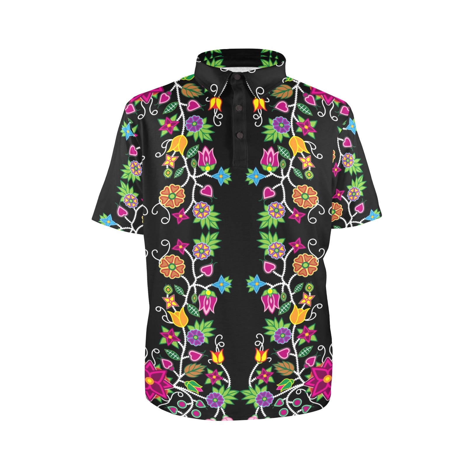 Floral Beadwork Polo Shirt