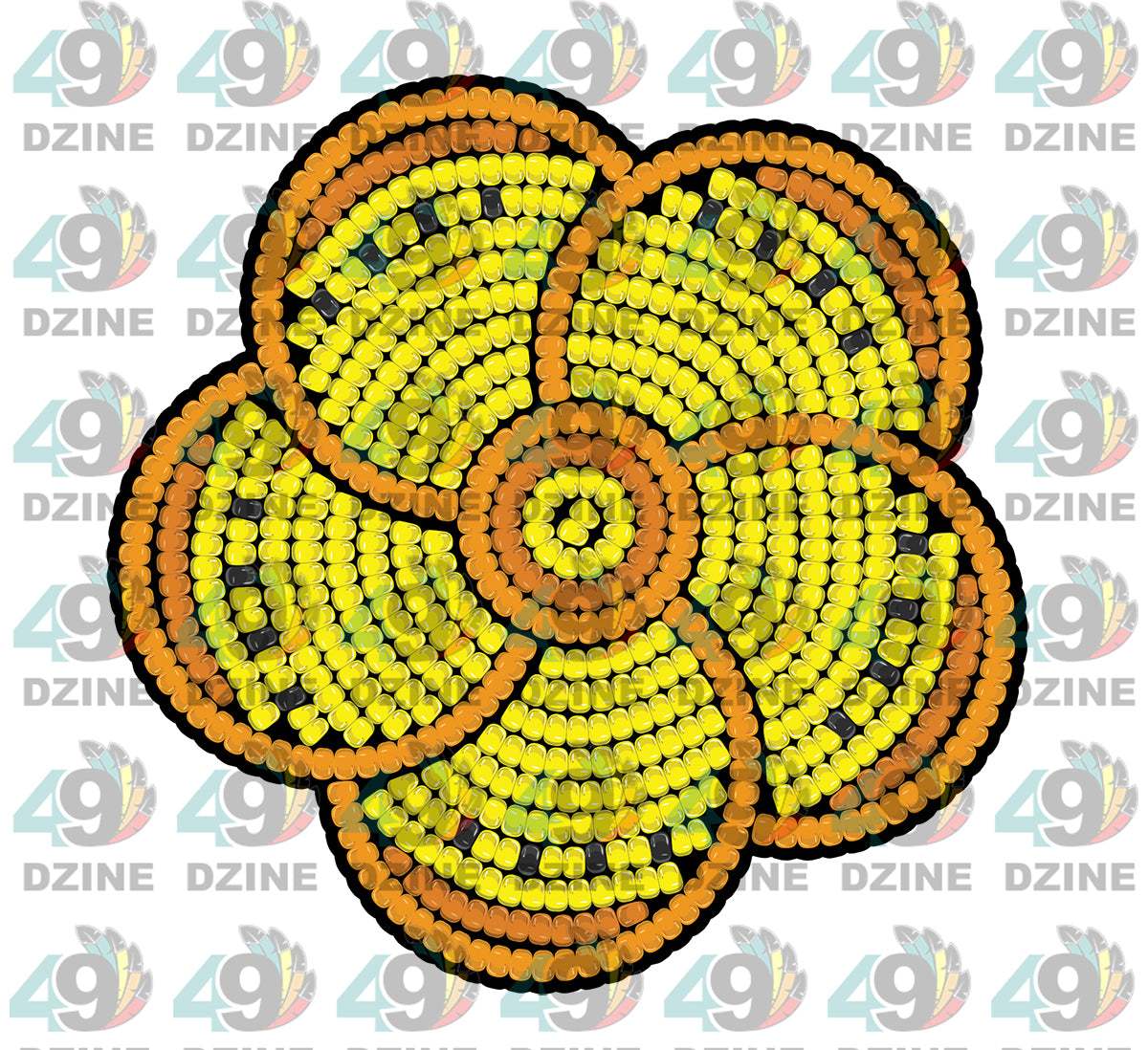 4-inch Beaded Nipin Flowers Transfer