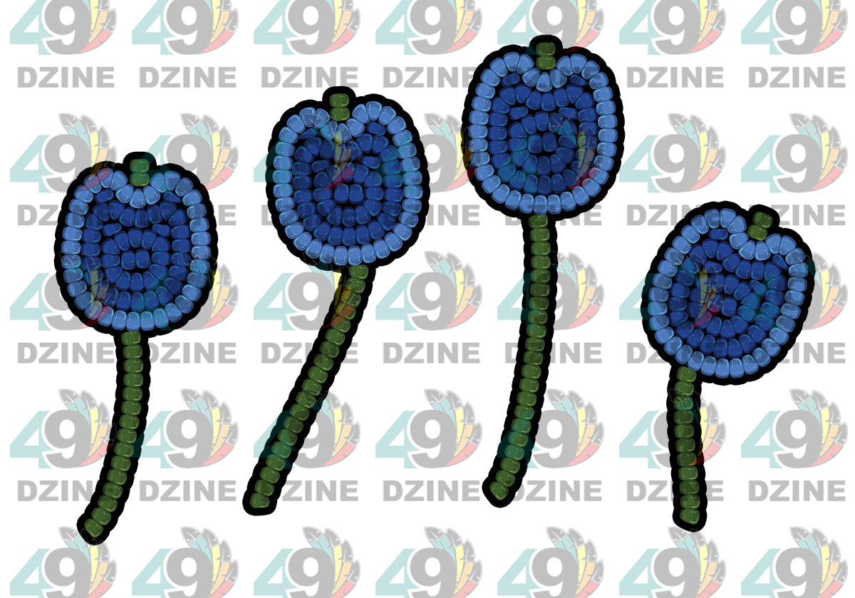 4-inch Beaded Nipin Flowers Transfer