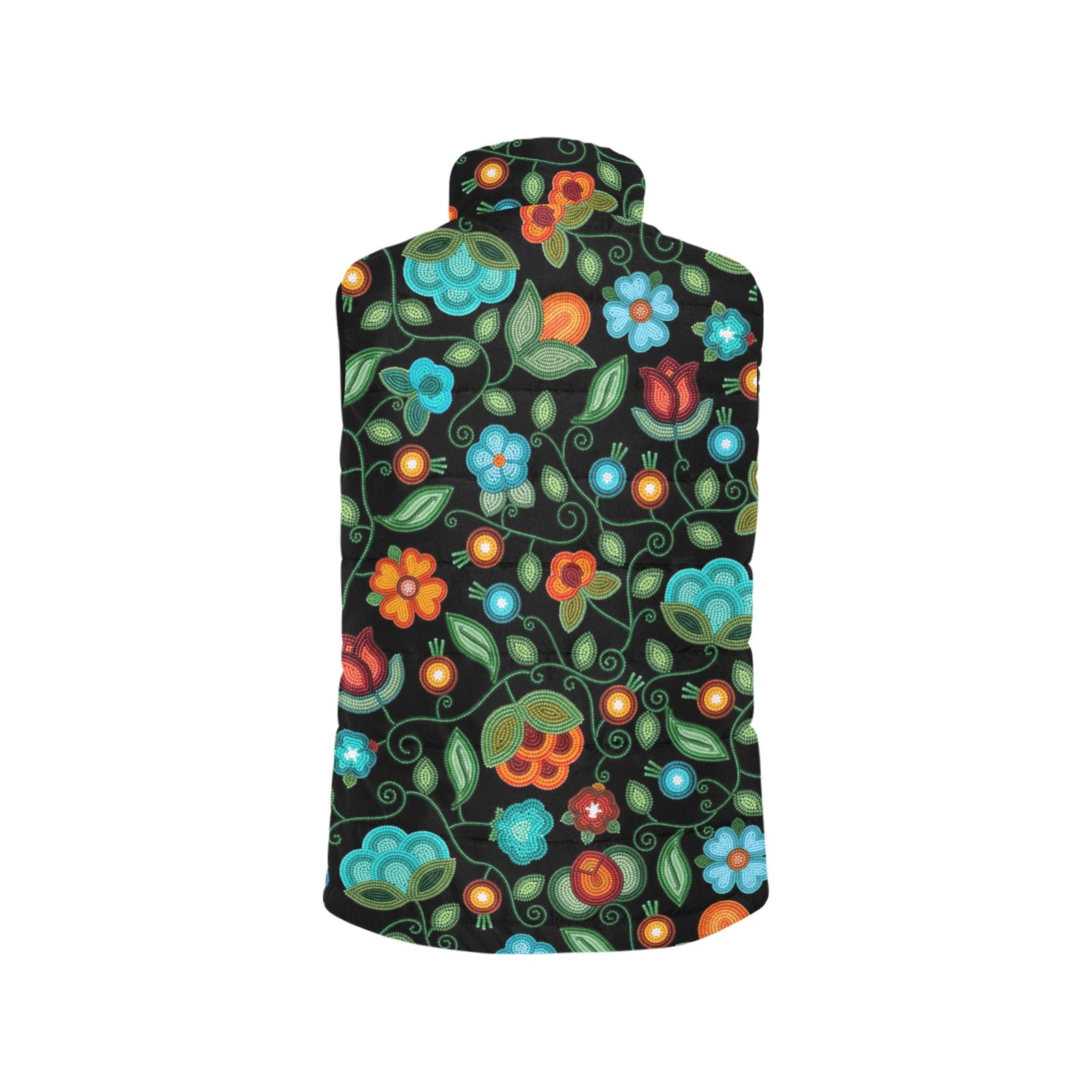 Prairie Fire Petals Black Women's Padded Vest Jacket