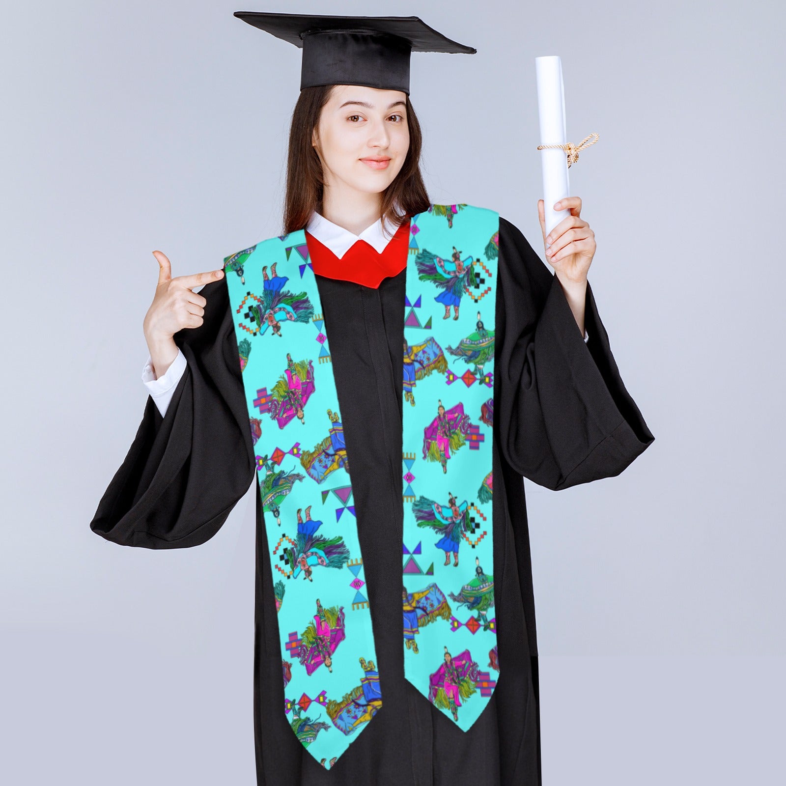 Women's Fancy Dancers Turquoise Graduation Stole
