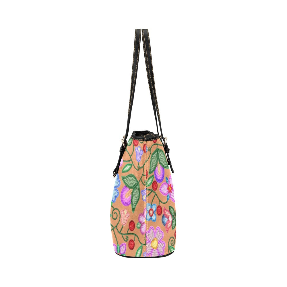 Petal Harmony Terracotta Leather Tote Bag/Large