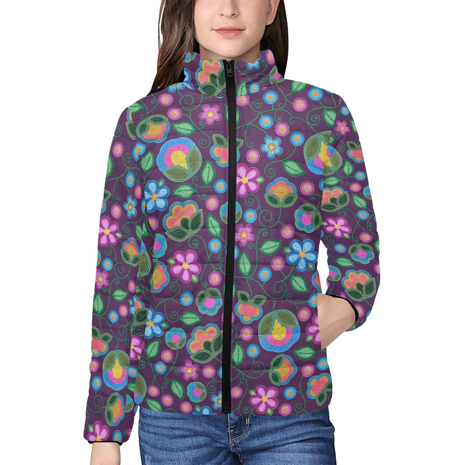 Turquoise Sunbeam Violet Women's Stand Collar Padded Jacket