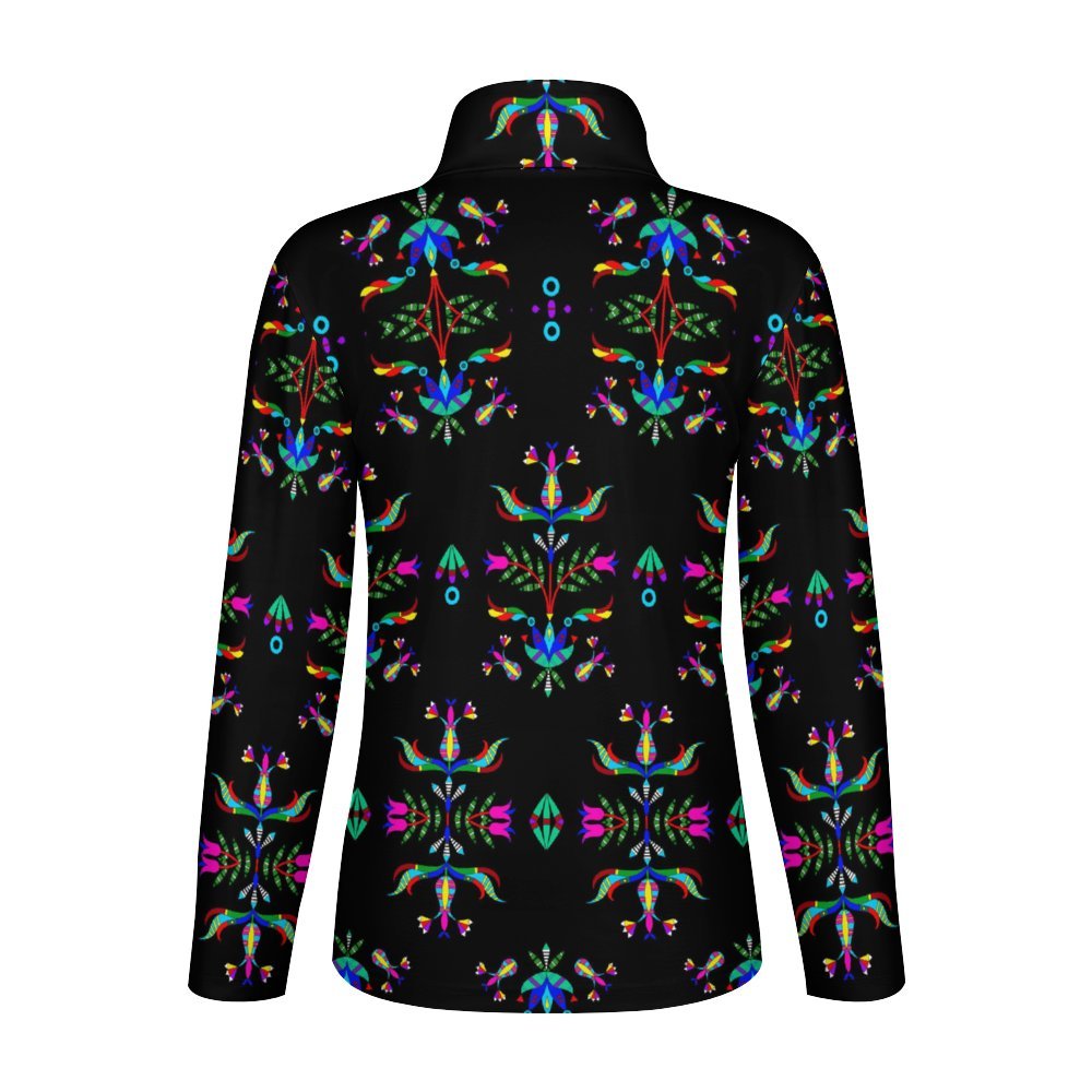 Dakota Damask Black Long Sleeve Yoga Shirt