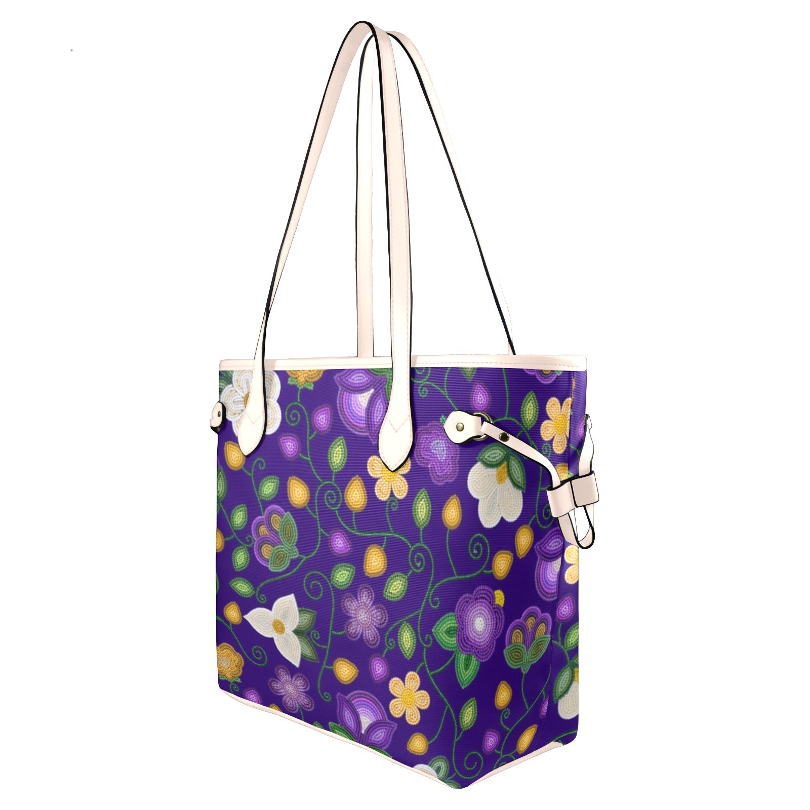 Midnight Moss Bloom Aubergine Clover Canvas Tote Bag