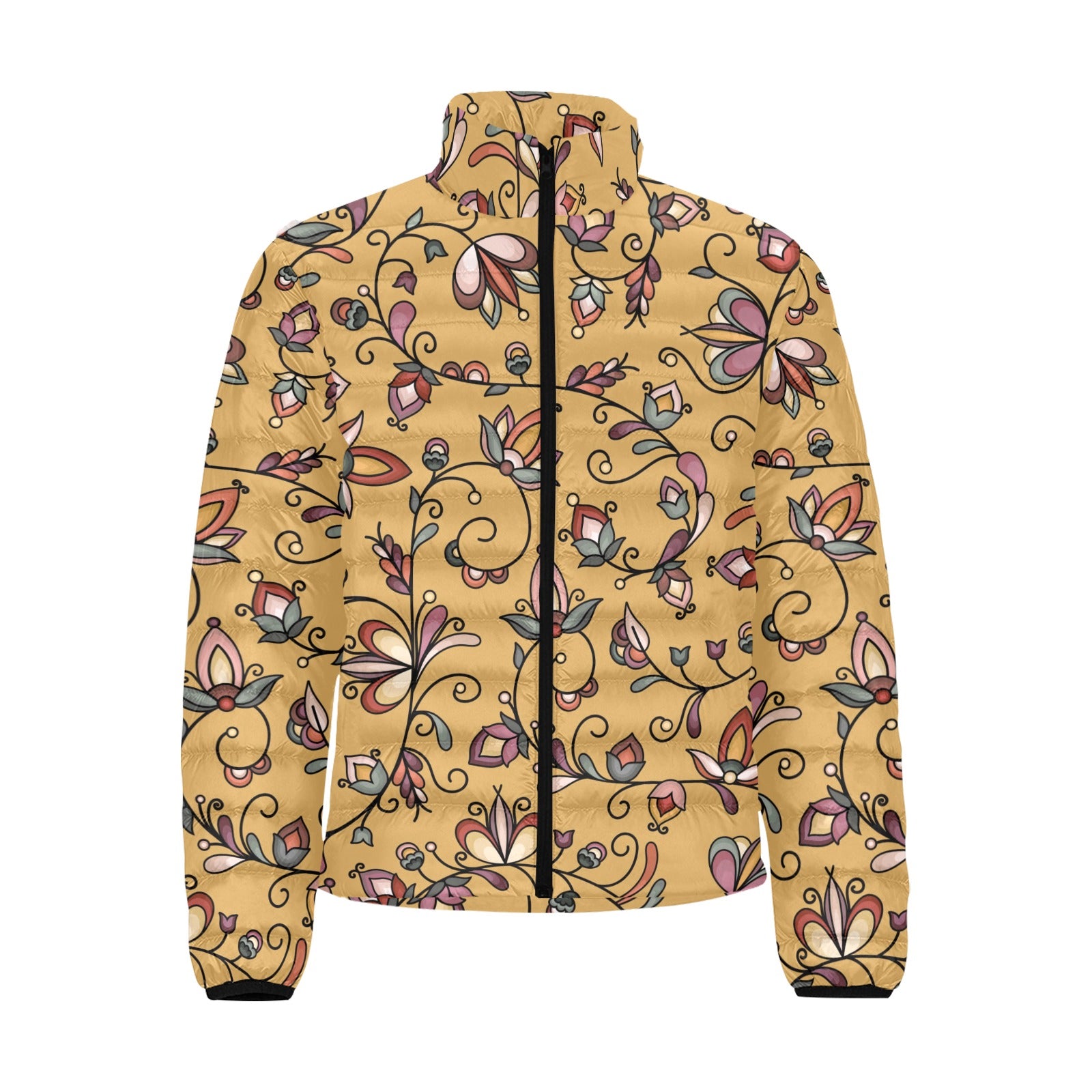Burnt Sky Petals Gold Men's Padded Jacket