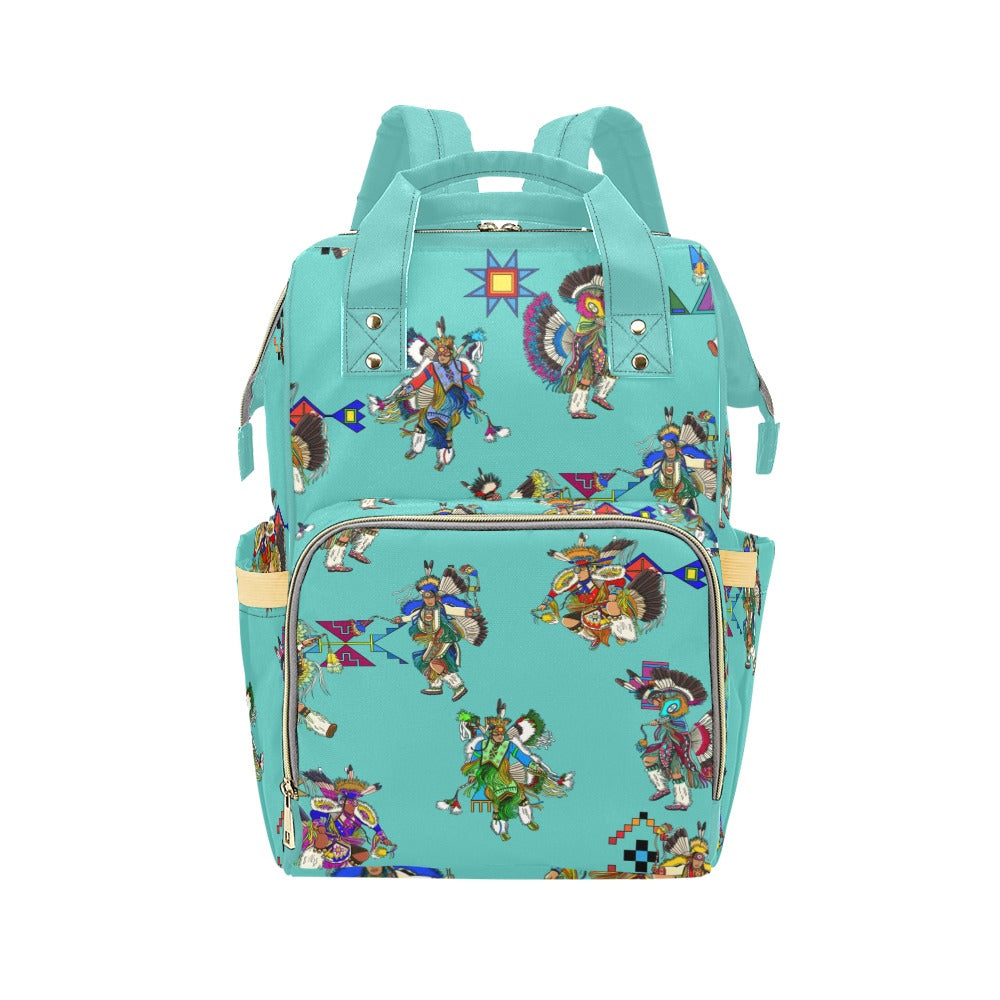 Men's Fancy Dancers Eggshell Blue Multi-Function Diaper Backpack/Diaper Bag