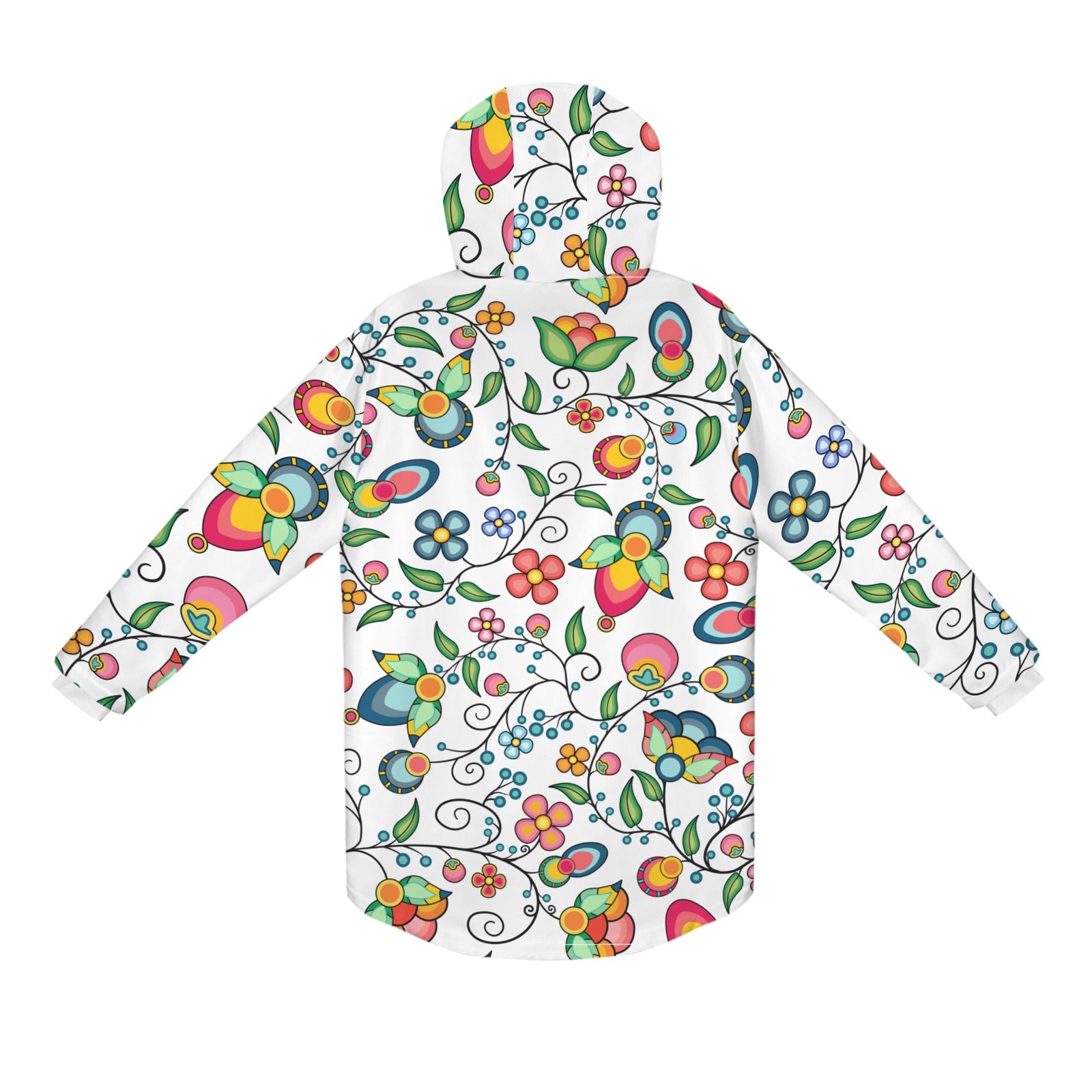 Floral Bounty White Unisex Sherpa Lined Hooded Coat