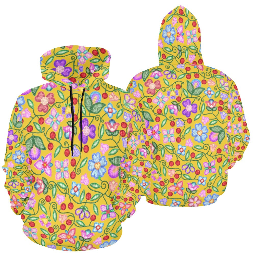 Petal Harmony Ochre All Over Print Hoodie for Women (USA Size)