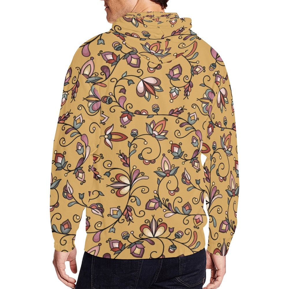 Burnt Sky Petals Gold Men's Zipper Hoodie